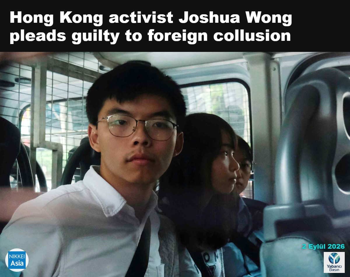 Hong Konglu demokrasi aktivisti Joshua Wong, yasa dışı protestolar düzenlediği şüphesiyle tutuklanmasının ardından 30 Ağustos 2019'da polis minibüsüyle mahkemeye götürülüyor. © Reuters