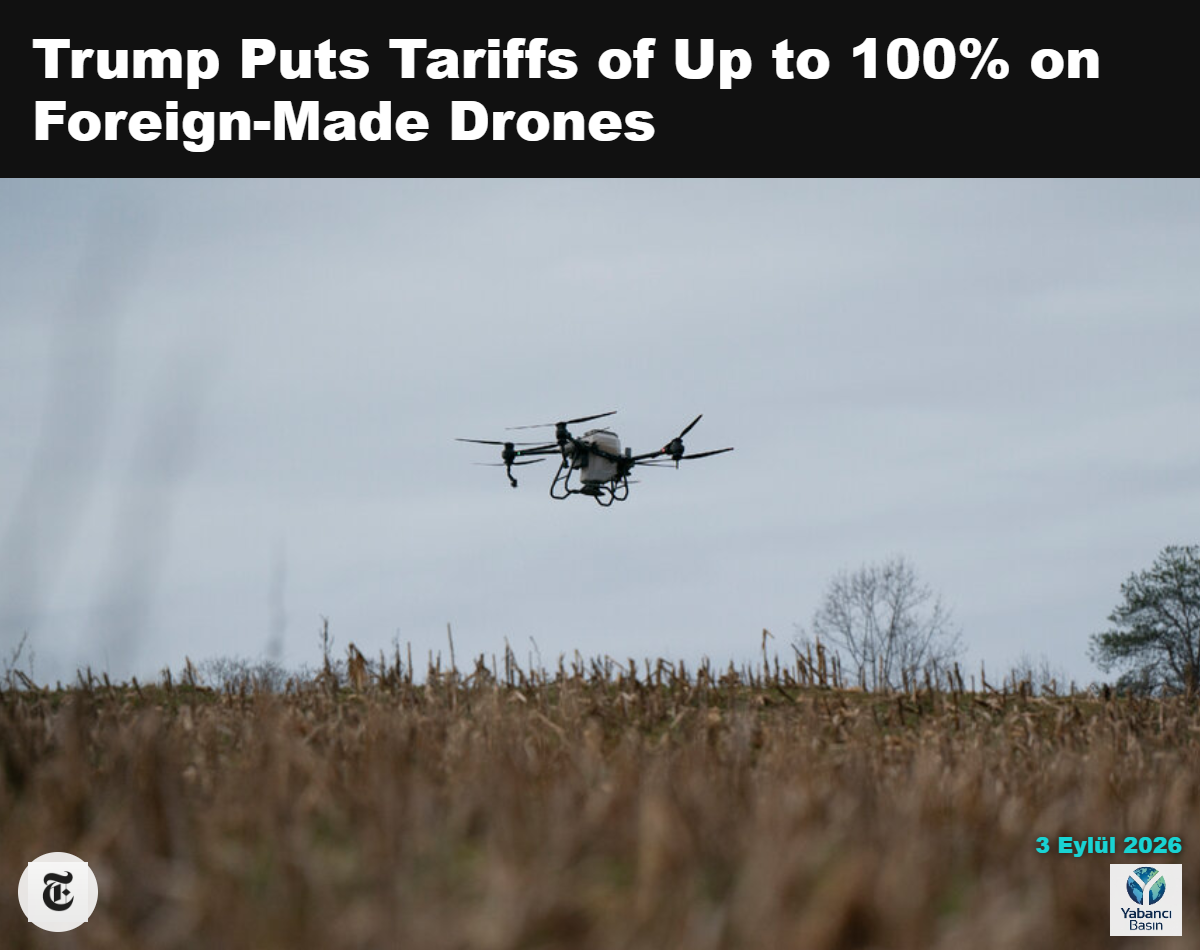Çin’in Shenzhen kentinde bulunan DJI şirketi tarafından üretilen bir drone, 2024’te Hickory, Kuzey Carolina’daki bir çiftliğin üzerinde uçuyor. Allison Joyce/Associated Press