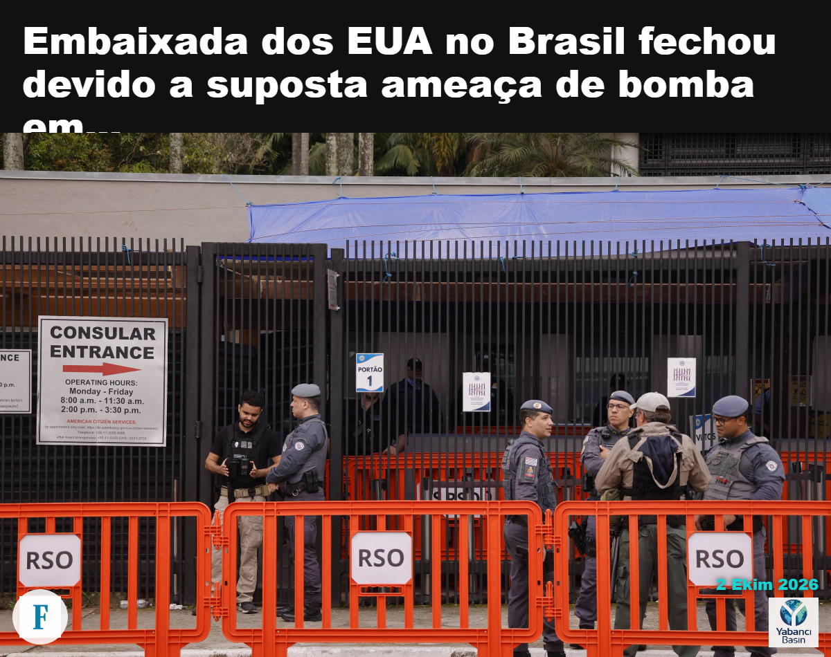São Paulo’nun güneyindeki Santo Amaro semtinde ABD konsolosluğu önündeki polisler — Karime Xavier/Folhapress
