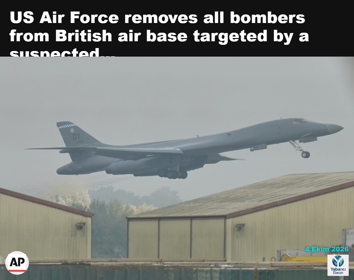 B-1 bombardıman uçağı, 29 Eylül 2026 Salı günü İngiltere’nin Fairford kentindeki RAF Fairford’dan havalanıyor. (AP Photo/Alastair Grant)
