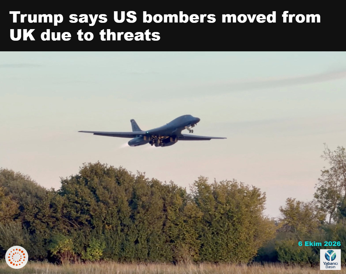 B-1 bombardıman uçağı, ABD’nin bombardıman uçaklarını RAF Fairford’dan çekmesinin ardından İngiltere’nin Gloucestershire kentindeki RAF Fairford hava üssünden havalanıyor; görüntü 4 Ekim 2026’da sosyal medya videosundan alındı.