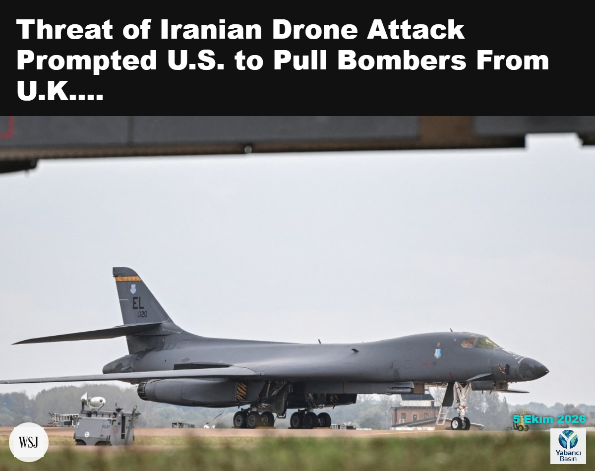 İngiltere’deki RAF Fairford üssünün apronunda 27 Eylül’de görülen ABD Hava Kuvvetleri’ne ait B-1 Lancer bombardıman uçağı. JUSTIN TALLIS/AFP/GETTY IMAGES