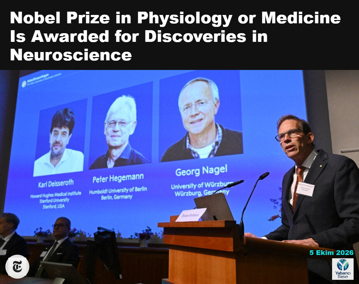 Nobel Komitesi Genel Sekreteri Thomas Perlmann, pazartesi günü Stockholm’deki Karolinska Enstitüsü’nde konuşuyor. Jonathan Nackstrand/Agence France-Presse — Getty Images