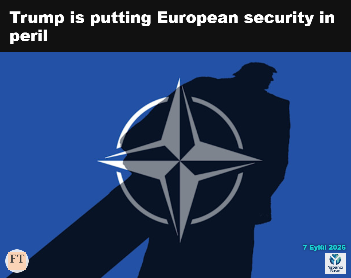 Trump silüeti NATO amblemiyle birlikte gösteriliyor. © Ben Hickey
