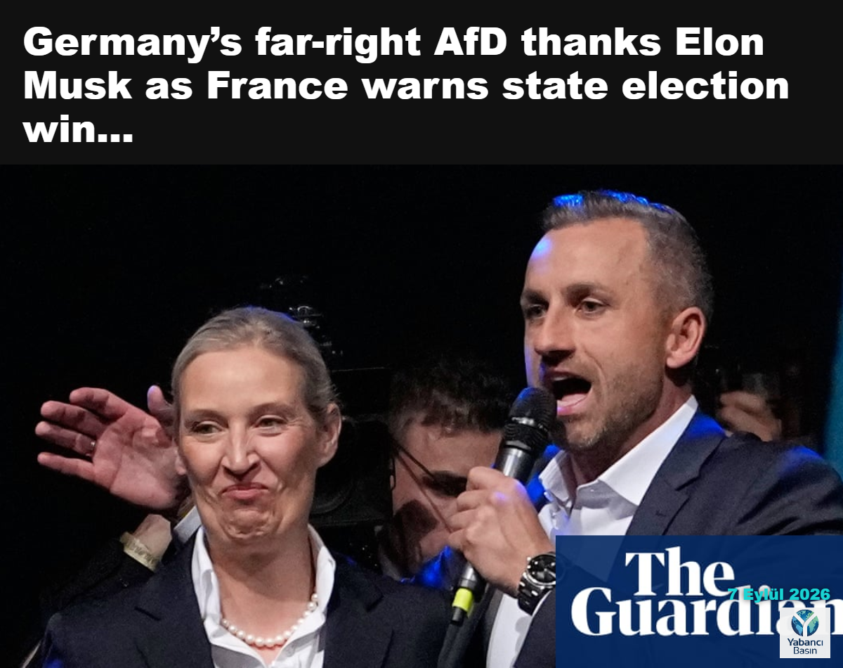 Saksonya-Anhalt’taki AfD’nin başbakan adayı Ulrich Siegmund, pazar günü düzenlenen seçim partisinde partinin eş genel başkanı Alice Weidel’in yanında konuşuyor. Siegmund, Elon Musk ile daha güçlü bir ilişki kurmak istediğini söylüyor. Fotoğraf: Matthias Schrader/AP