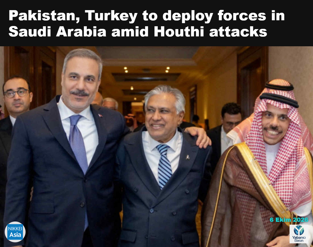 Sağdan Türkiye Dışişleri Bakanı Hakan Fidan, Pakistan Başbakan Yardımcısı Muhammed İshak Dar ve Suudi Arabistan Dışişleri Bakanı Prens Faysal bin Farhan Al Suud, 5 Ekim'de Riyad'da Mekke savunma anlaşmasına ilişkin komite toplantısından ayrılırken. (Türkiye Dışişleri Bakanlığı/Reuters aracılığıyla elden dağıtım) © Reuters