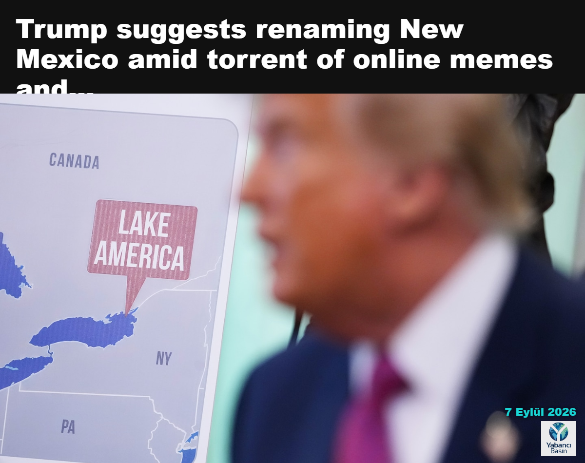Ontario Gölü’nün adının yakın zamanda “Lake America” olarak değiştirilmesini emreden Başkan Donald Trump, pazar günü New Mexico eyaletinin adının “New America” olarak değiştirilmesini istedi. (Andrew Harnik/Getty Images)