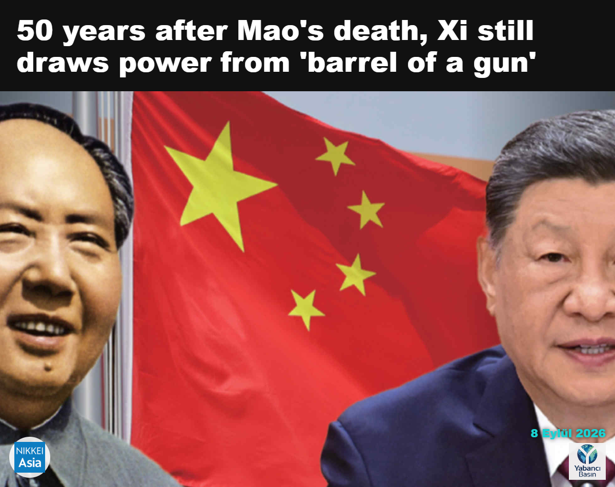Mao Zedong (solda) ve Çin Devlet Başkanı Şi Cinping, liderliklerini sağlamlaştırmak için ordu üzerindeki kontrolü kullandı. (Nikkei kolajı/Kyodo kaynaklı fotoğraflar)