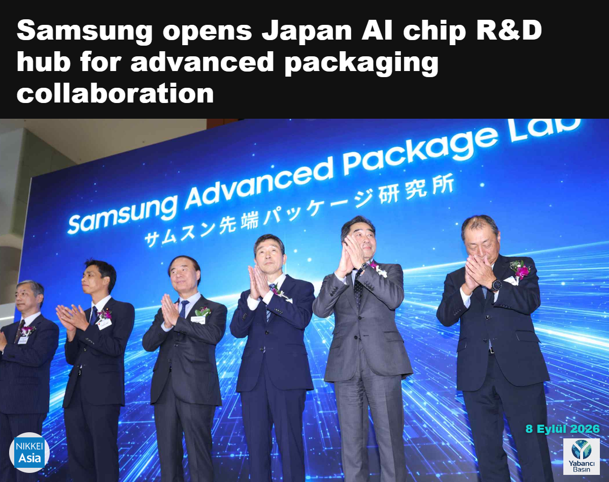 Samsung Electronics Device Solutions Bölümü Başkanı Jun Young-hyun, Güney Kore ile Japonya arasındaki teknoloji işbirliğini hızlandıracak çip paketleme laboratuvarının açılışı için 8 Eylül’de Japon tedarikçilerin yöneticileriyle birlikte. (Fotoğraf: Yuki Nakao)