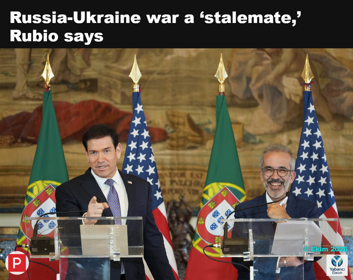 Dışişleri Bakanı Marco Rubio, 8 Ekim 2026’da Lizbon’daki Portekiz Dışişleri Bakanlığı olan Necessidades Sarayı’nda Portekiz Dışişleri Bakanı Paulo Rangel ile düzenlenen ortak basın toplantısında konuşuyor. | Mark Schiefelbein/AP