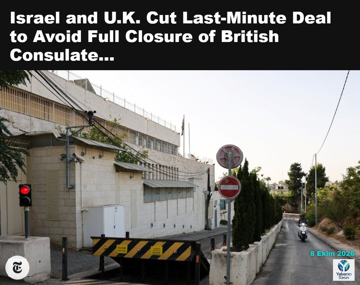 Perşembe günü Doğu Kudüs’teki Britanya Konsolosluğu. Bina artık Birleşik Krallık Misyonu, Kudüs olarak anılacak. Ammar Awad/Reuters