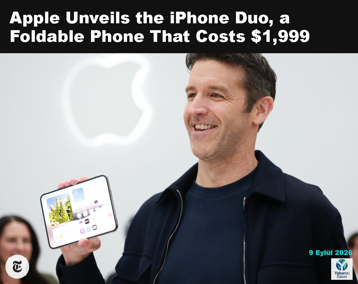 Apple Üst Yöneticisi John Ternus, çarşamba günü katlanabilir iPhone Duo’yu tanıttı. Jason Henry / The New York Times
