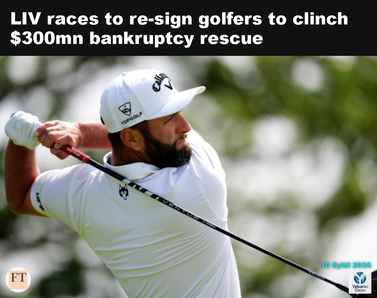 İspanyol Jon Rahm, temmuz ayında New York eyaletinin Rochester kentindeki LIV Golf etkinliğinde vuruş yapıyor. Rahm, LIV’in iflas sürecinde milyonlarca dolar borçlu olduğu oyuncular arasında yer alıyor. © Mike Egerton/PA Wire