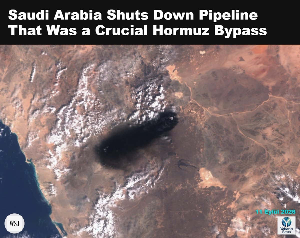 Perşembe günü Suudi Arabistan’ın Doğu-Batı petrol boru hattı bölgesinden yükselen dumanı gösteren uydu görüntüsü. EUROPEAN UNION/COPERNICUS SENTINEL/REUTERS