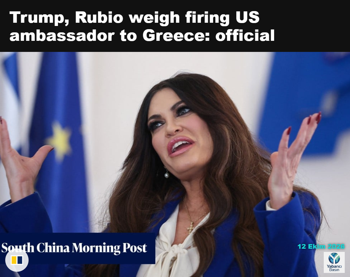 ABD’nin Yunanistan Büyükelçisi Kimberly Guilfoyle, çarşamba günü Atina’da ABD Dışişleri Bakanı Marco Rubio ile birlikte. Fotoğraf: EPA