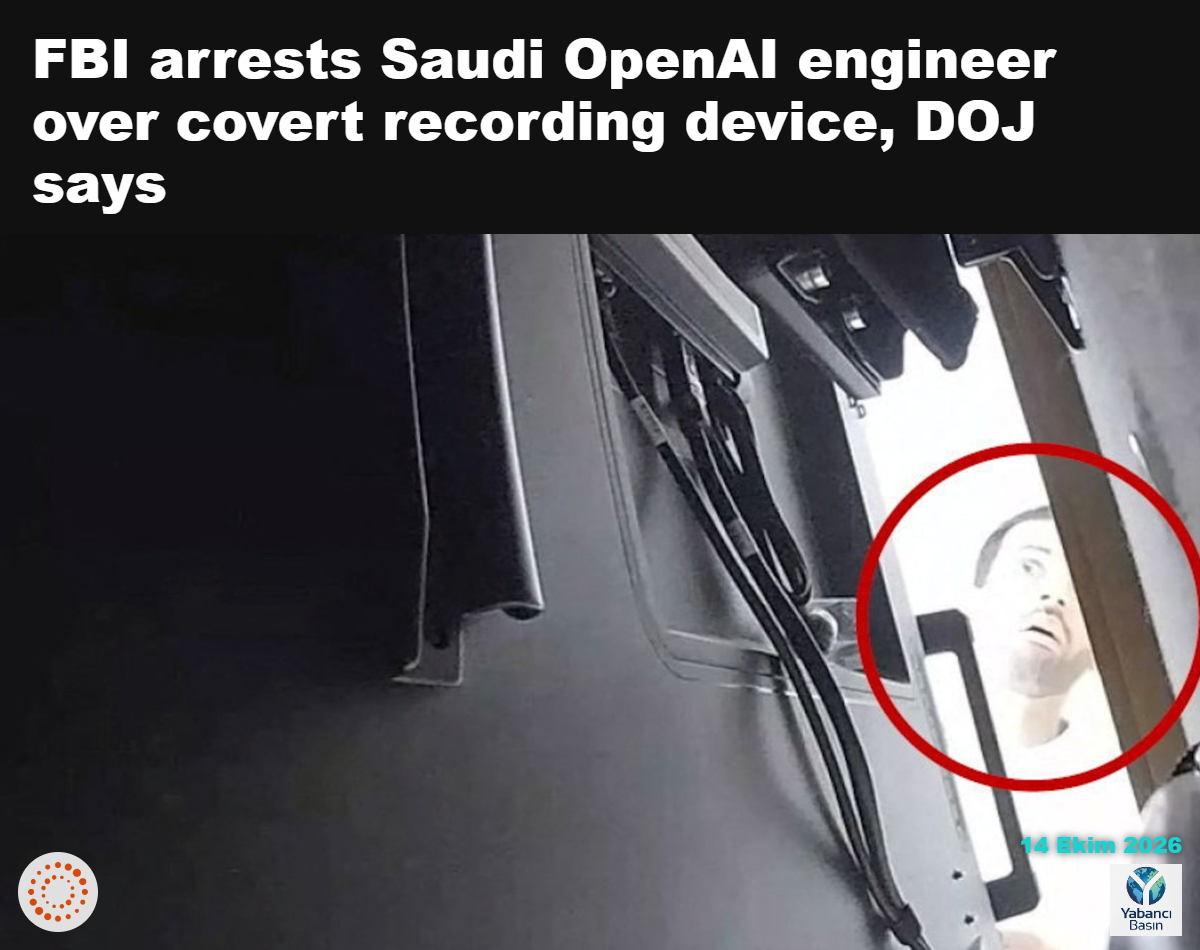 ABD Adalet Bakanlığı’nın paylaştığı fotoğrafta, OpenAI mühendisi Suudi vatandaşı Abdulrahman Alfozan’ın 5 Ekim 2026’da ABD’nin Kaliforniya eyaletindeki San Francisco’da bulunan şirketin yönetici toplantı odasında gizli ses kayıt cihazını kontrol ettiği görülüyor.