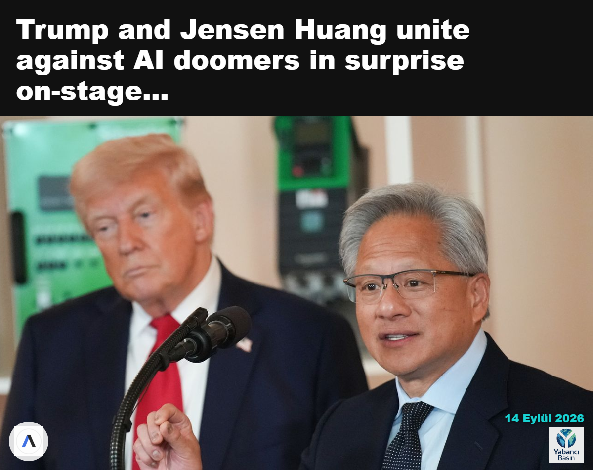 Başkan Trump, Beyaz Saray'daki bir etkinlikte Nvidia Üst Yöneticisi Jensen Huang'ın yanında duruyor. Fotoğraf: Andrew Harnik/Getty Images