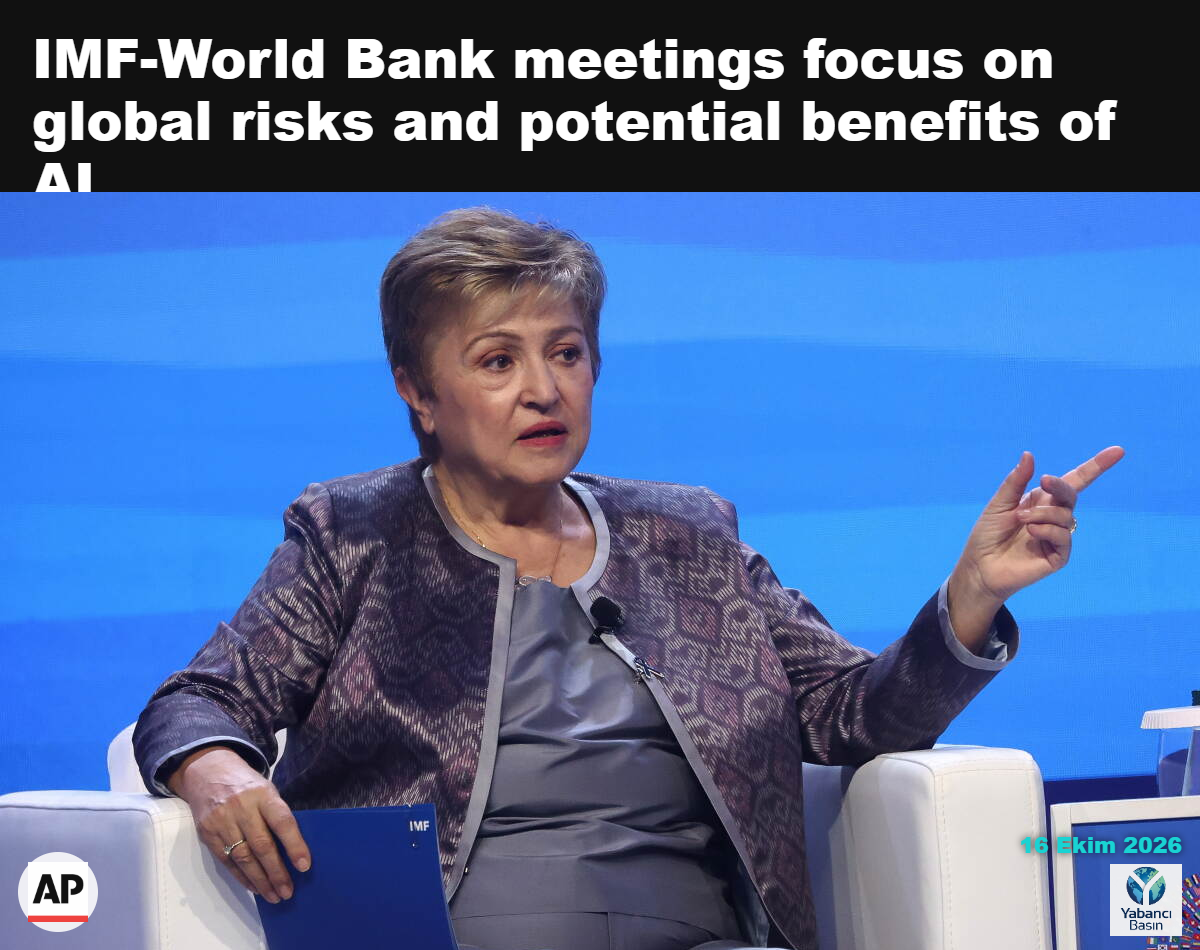 Uluslararası Para Fonu (IMF) Başkanı Kristalina Georgieva, 16 Ekim 2026 Cuma günü Tayland’ın Bangkok kentinde düzenlenen IMF ve Dünya Bankası Grubu yıllık toplantıları sırasında konuşuyor. (AP Photo/Dhitaraht Dhanarahtsombat)