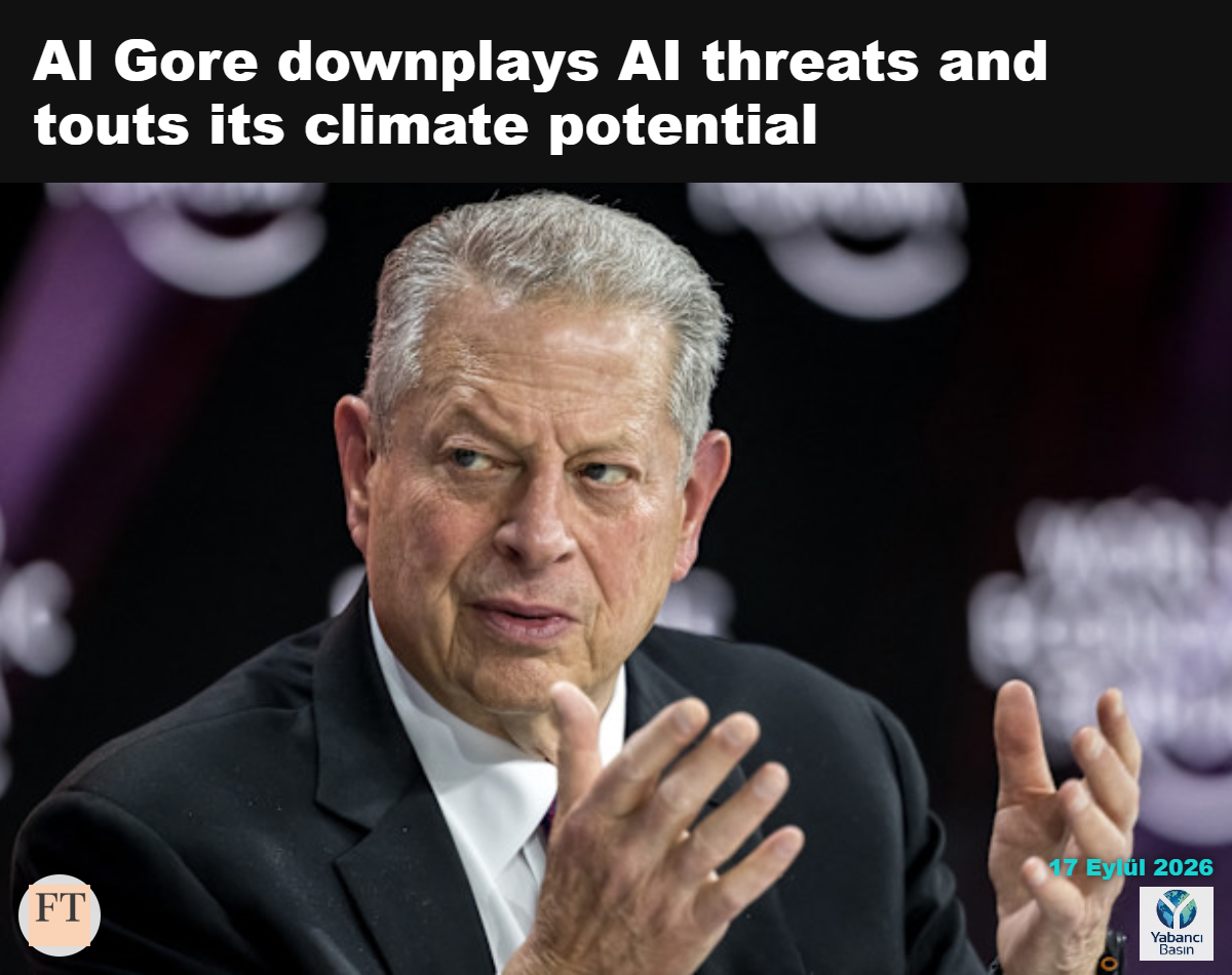 Eski ABD Başkan Yardımcısı Al Gore: “Yapay zekânın emisyonları perspektife oturtulmalı.” © Fabrice Coffrini/AFP/Getty Images