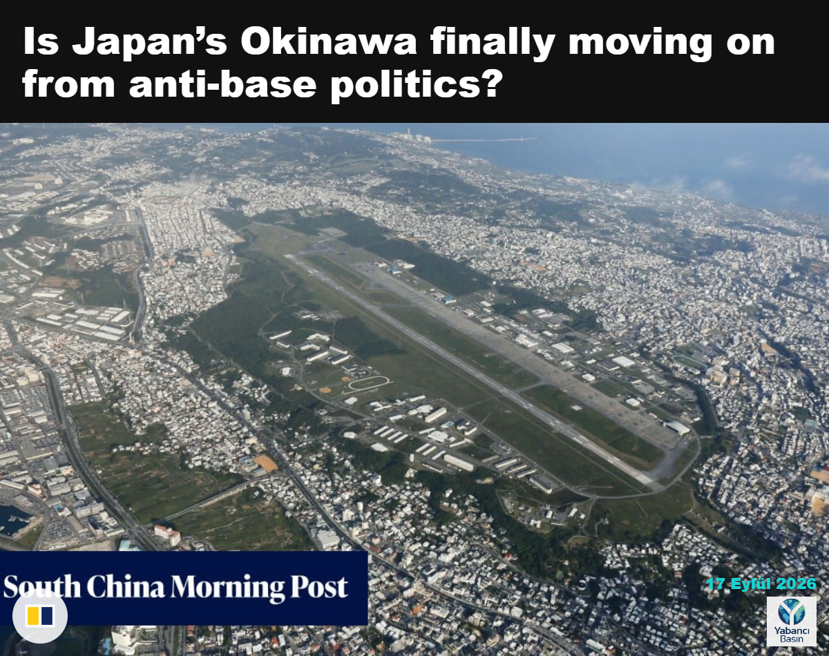 Okinawa’nın havadan görünümü; yoğun nüfuslu Ginowan’daki ABD Deniz Piyadeleri’ne ait Futenma Hava Üssü görüntüleniyor.
