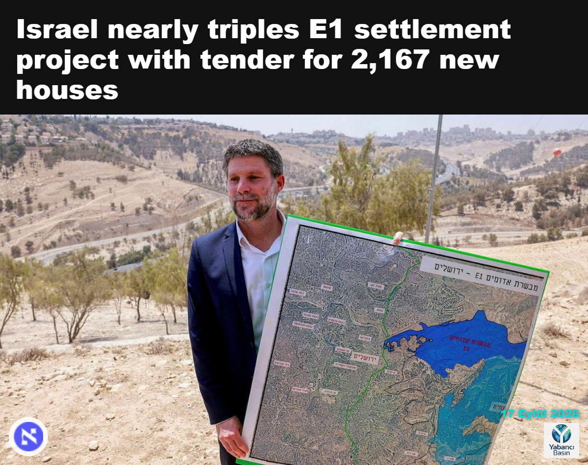 İsrail Maliye Bakanı Bezalel Smotrich, ağustos ayında E1 ihalesini duyururken. Fotoğraf: Menahem Kahana/AFP