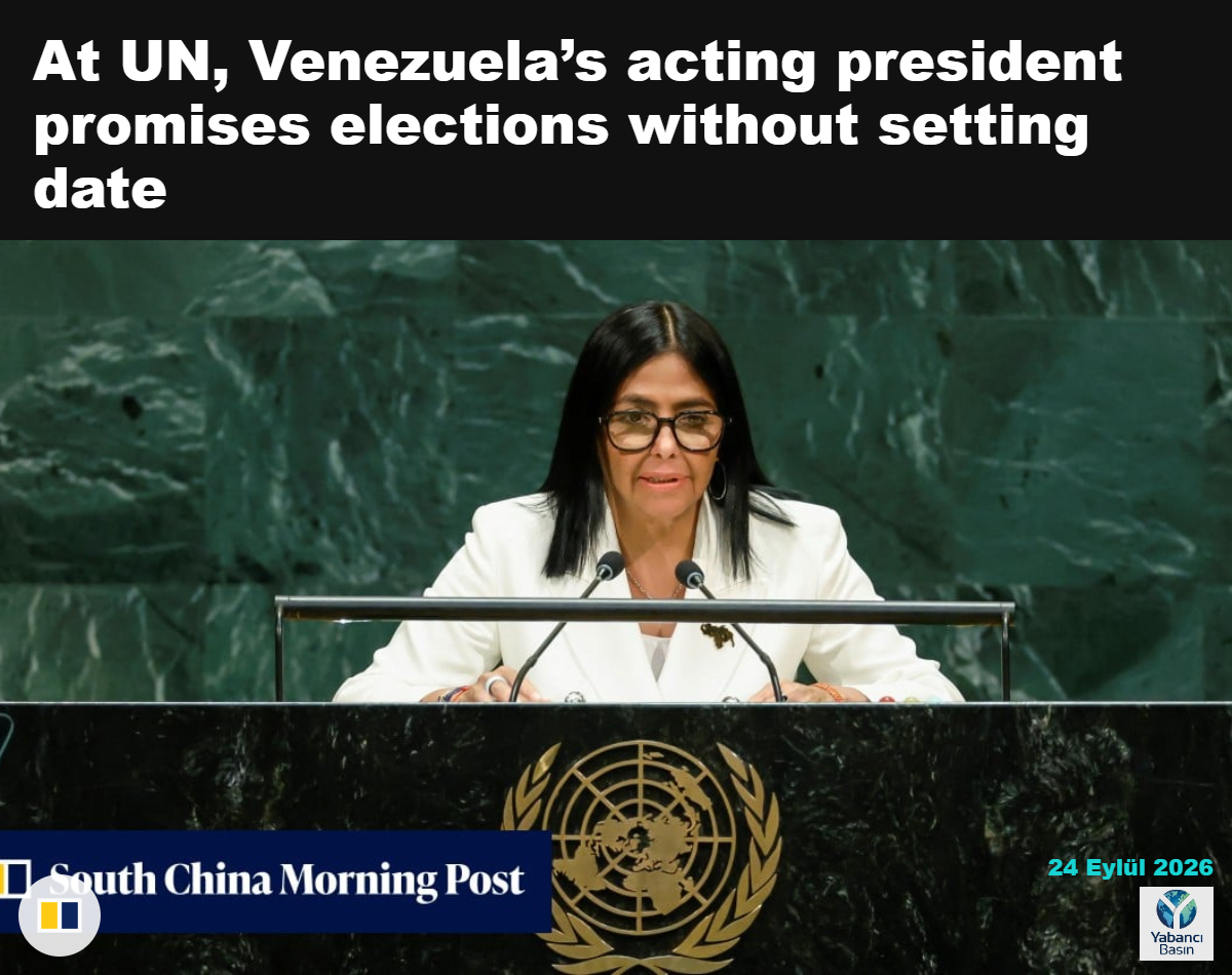 Venezuela’nın geçici Cumhurbaşkanı Delcy Rodriguez, BM Genel Kurulu’nda konuşuyor. Fotoğraf: Reuters