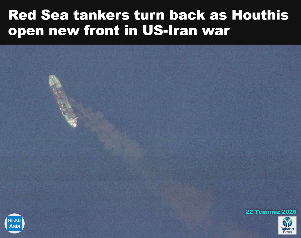 Yunanistan'a kayıtlı bir tanker, Eylül 2024'te Kızıldeniz'de Husilerin düzenlediği saldırının ardından yanıyor. Husiler, ABD ile İran arasındaki son çatışmalarda Kızıldeniz'deki deniz taşımacılığını hedef almakla tehdit ediyor. © Reuters