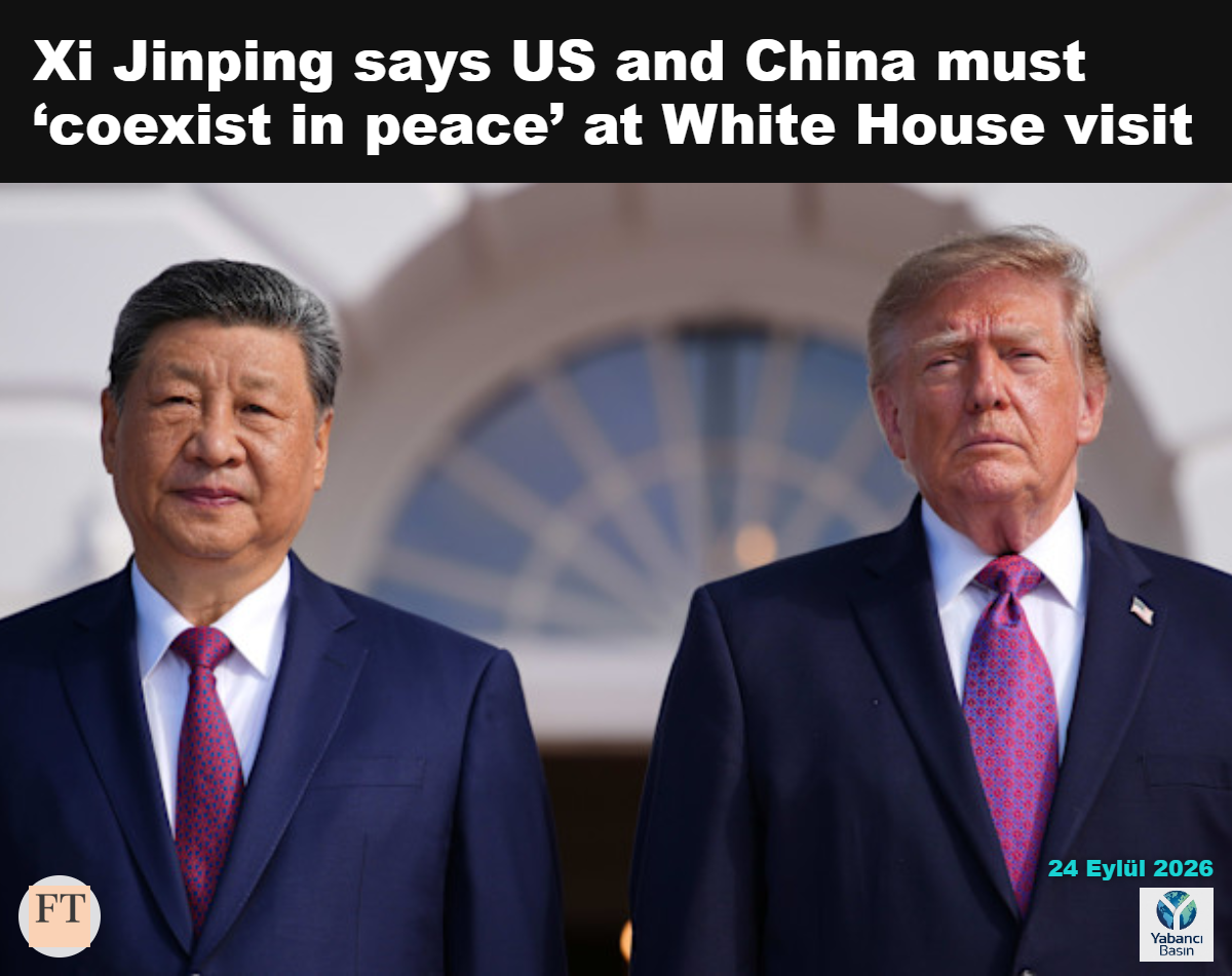 Çin Devlet Başkanı Xi Jinping, Beyaz Saray’da ABD Başkanı Donald Trump ile birlikte. Xi, sağlıklı rekabeti desteklediğini söyledi. © Andrew Harnik/Getty Images