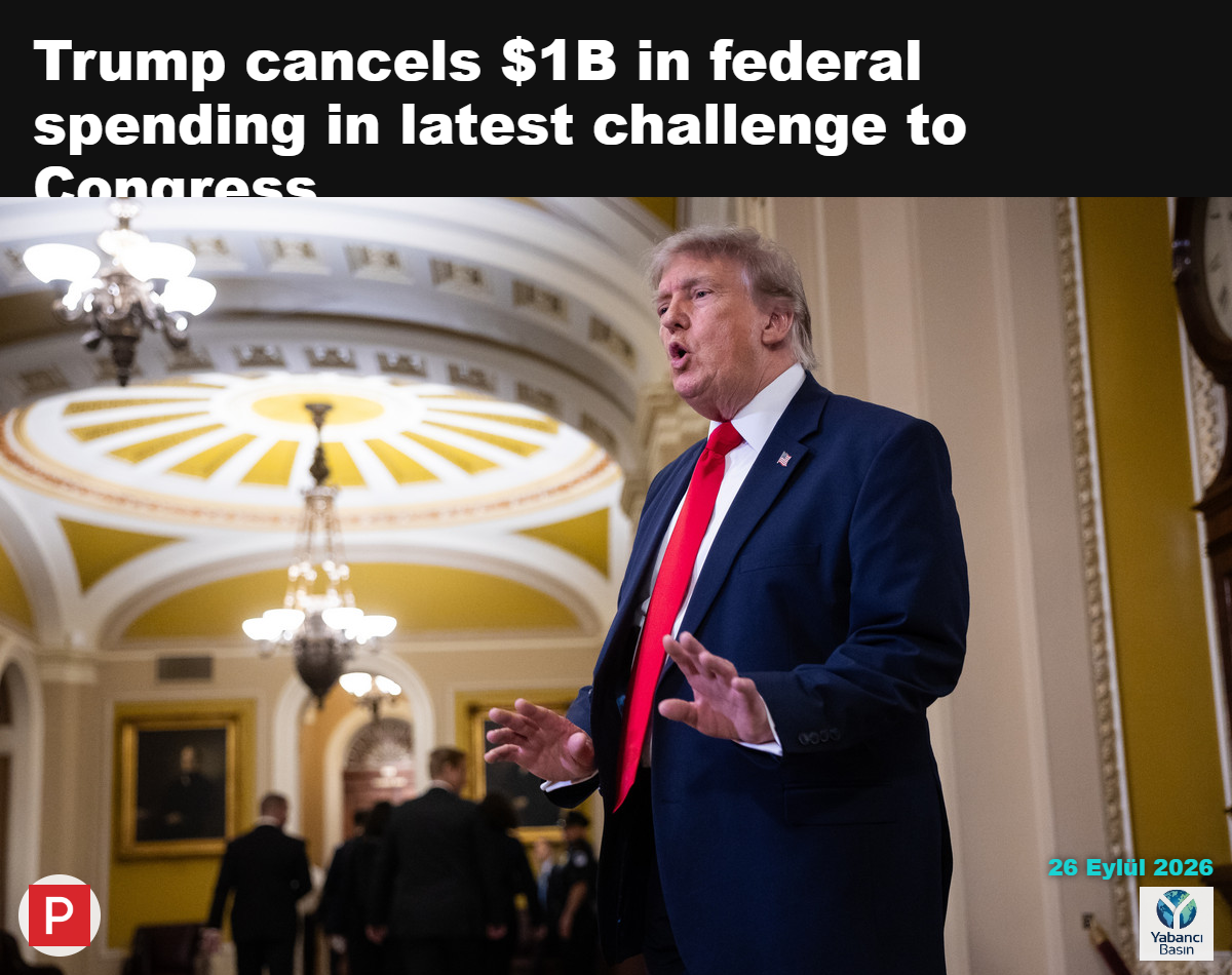 Başkan Donald Trump, 24 Haziran 2026’da ABD Kongre Binası’nda Senato Cumhuriyetçileriyle yaptığı toplantıdan ayrılırken gazetecilerle konuşuyor. | Francis Chung/POLITICO
