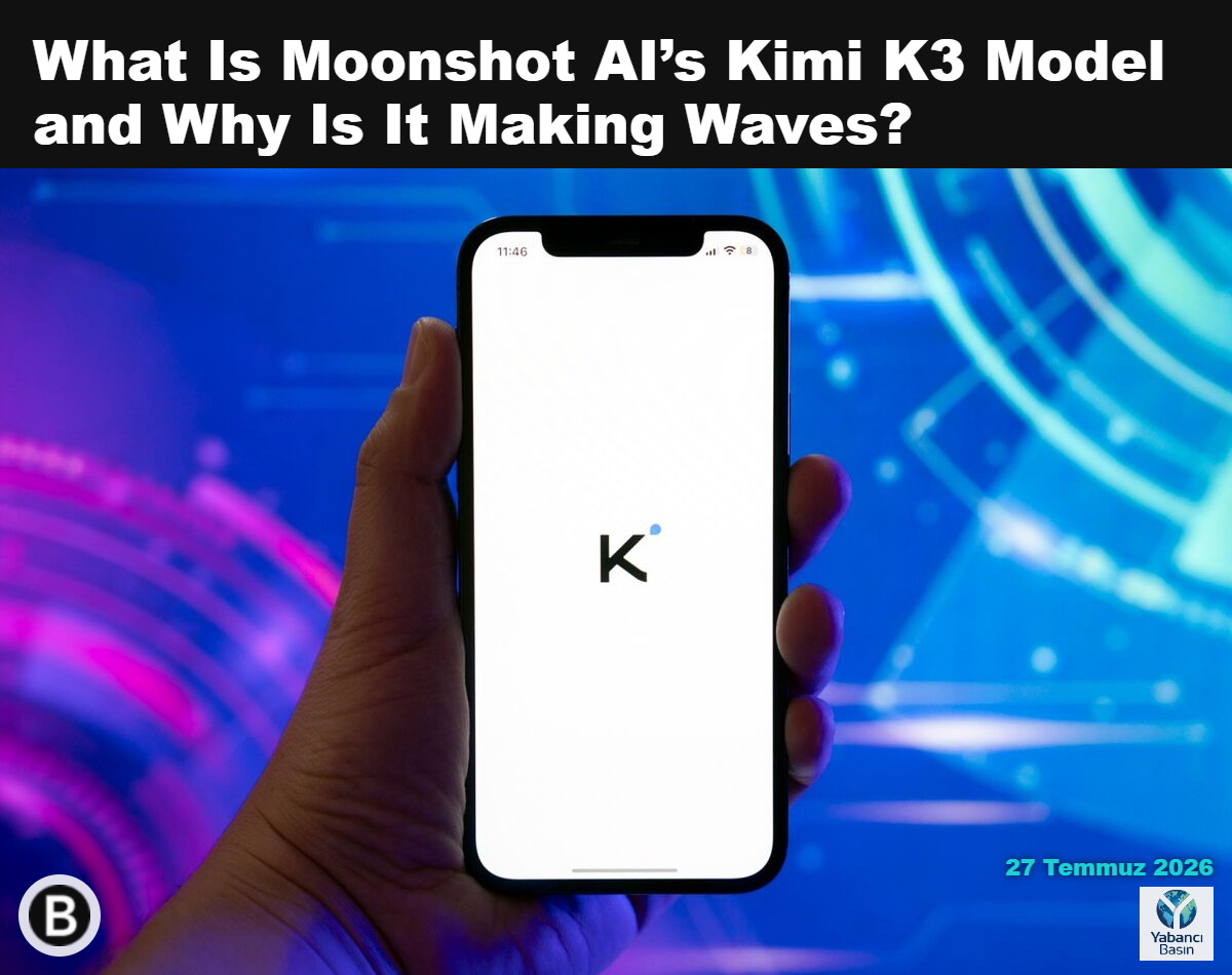 Moonshot AI’nin Kimi sohbet robotu logosu bir akıllı telefon üzerinde. Kaynak: Bloomberg