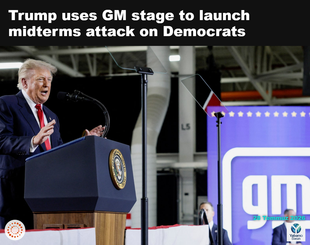 ABD Başkanı Donald Trump, 27 Temmuz 2026'da ABD'nin Michigan eyaletinin Milford kentindeki General Motors Milford Proving Ground'da düzenlenen etkinlikte konuşma yapıyor. REUTERS/Evan Vucci
