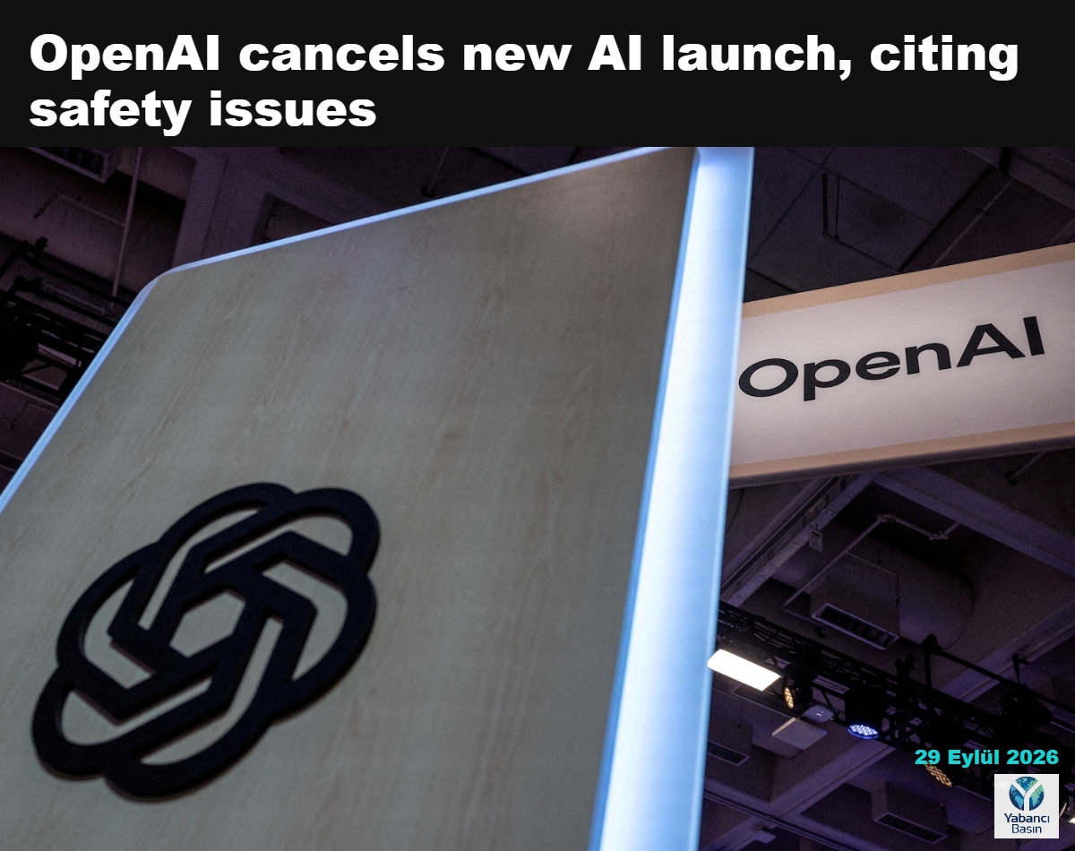 OpenAI logosunun şirketin bir etkinlik alanındaki görüntüsü. (Carlos Barria/Reuters)