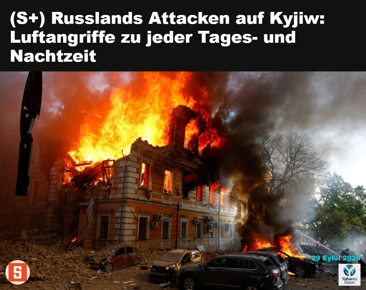 Rus insansız hava aracının çarpmasının ardından Kiev’de yanan bina: Görece güvenlik duygusu ortadan kalkıyor. Fotoğraf: Alina Smutko / REUTERS