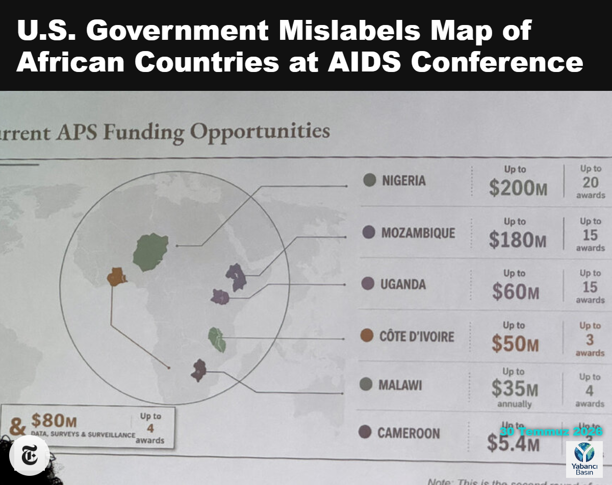 Brezilya’da bu hafta düzenlenen AIDS 2026 konferansında Dışişleri Bakanlığı tarafından sunulan harita. Reuters/UGC tarafından elde edilen fotoğraf.